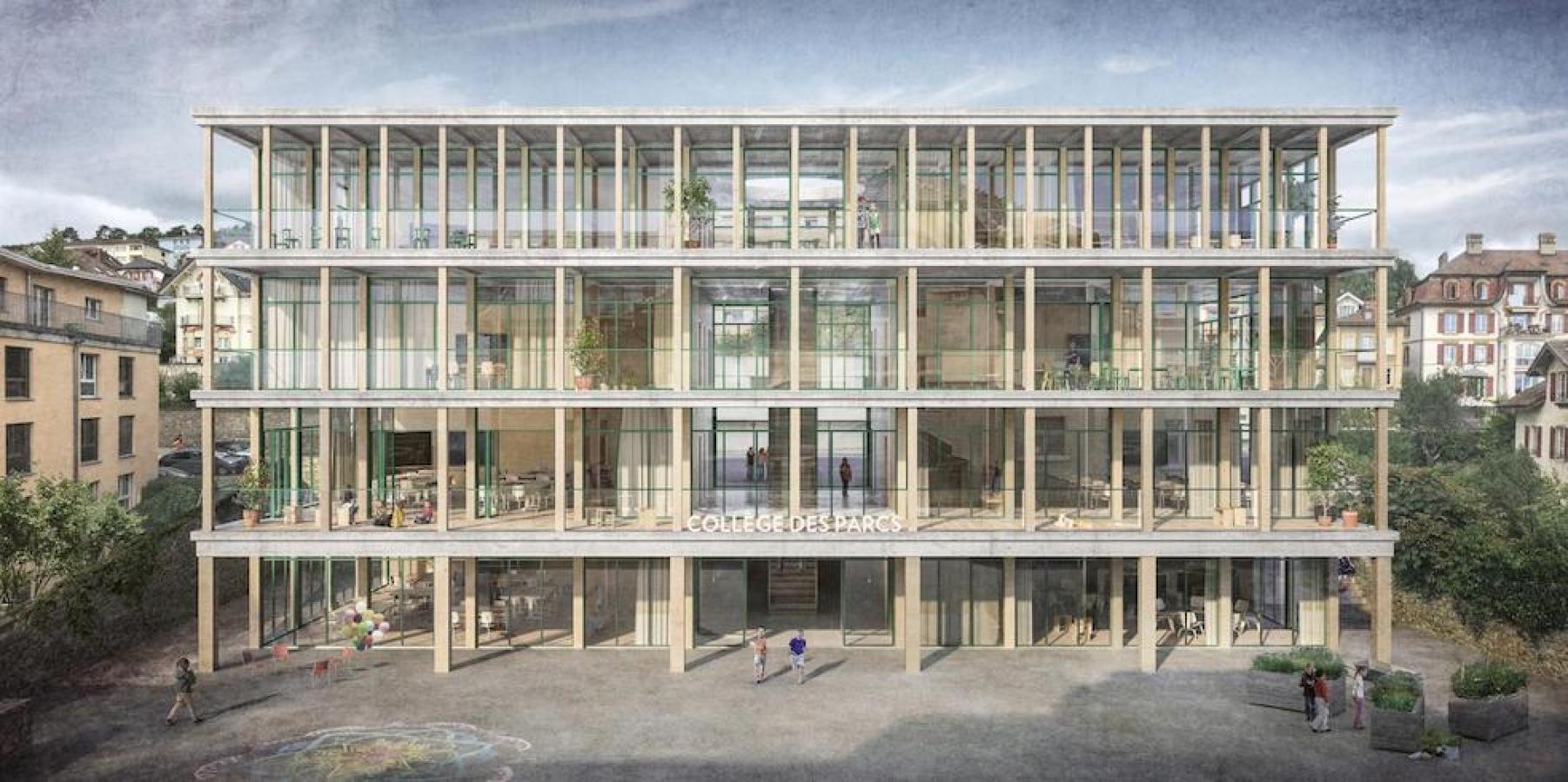 Concours d'architecture pour la construction de deux salles desport et l'extension du Collège des Parcs à Neuchâtel