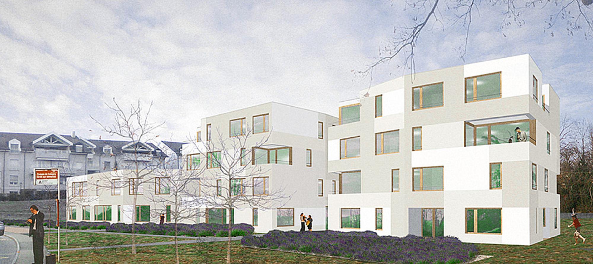 La Louchette: ensemble de 16 à 18 logements, crèche inter-communale (65 places), parking en sous-sol, parc